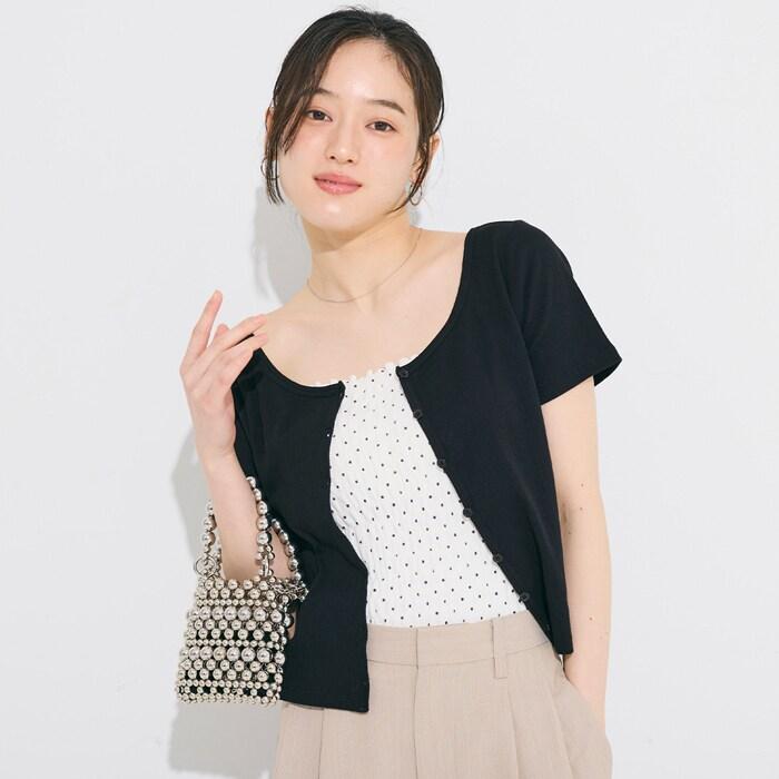 coca（コカ） リブ半袖カーディガン 全2色 : マルイ(丸井)Yahoo!店