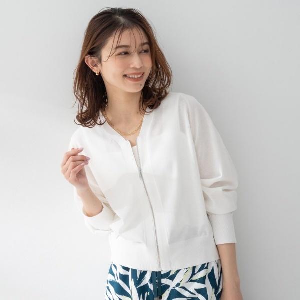 【アンサンブル可日除け・冷房対策】シアーレーヨンZIPカーディガンの画像