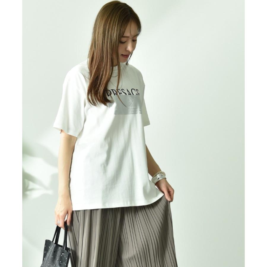 未使用タグ付き✨イザベルマラン　クルーネックＴシャツ　箔プリント　ブラック INTERPLANET（インタープラネット） 【UV・接触冷感】箔プリント