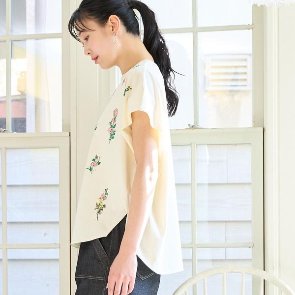 MISSEL（ミゼール） 【洗える・3Lサイズあり】フラワー刺繍ワイドプル 