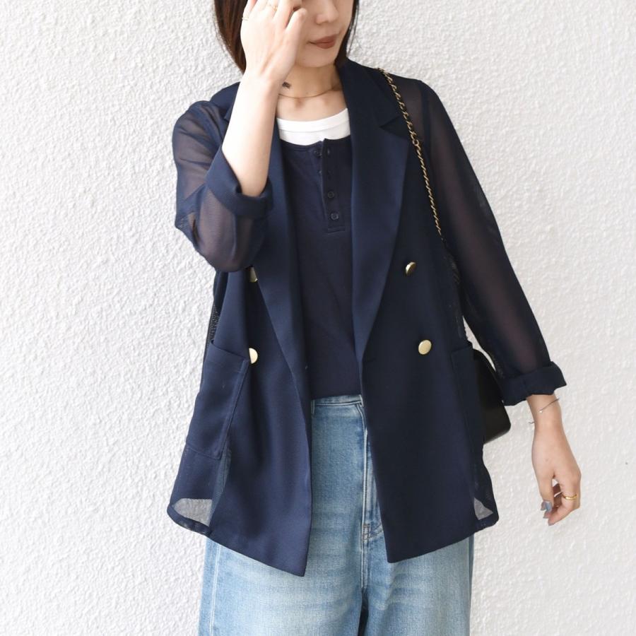 SHIPS ストライプ柄 メッシュ テーラードジャケット SHIPS Colors（シップスカラーズ） SHIPS Colors:〈手洗い可能