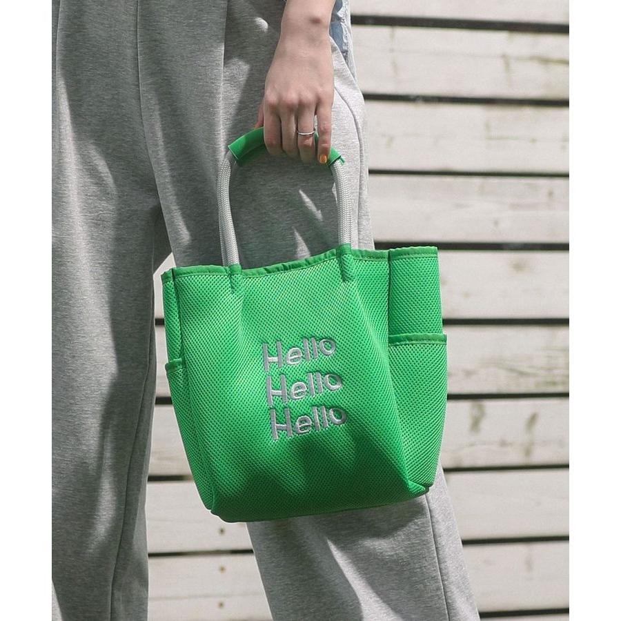 オリーブグリーン 大容量バッグ ロープハンドル Green Parks（グリーンパークス） ロープハンドルメッシュトートバッグ