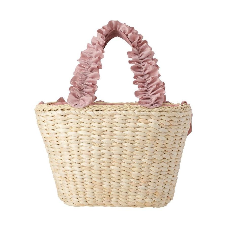 メゾンドフルール　ハンドバッグ フリルハンドルメイズリボン2Wayカゴバッグ Maison de FLEUR（メゾンドフルール） 【2Way】フリルハンドルメイズ