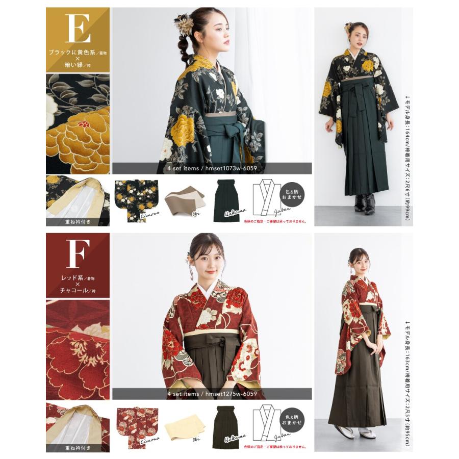 卒業式向けレディース袴セット 大学生 【二尺袖着物/袴/帯/襦袢】の画像