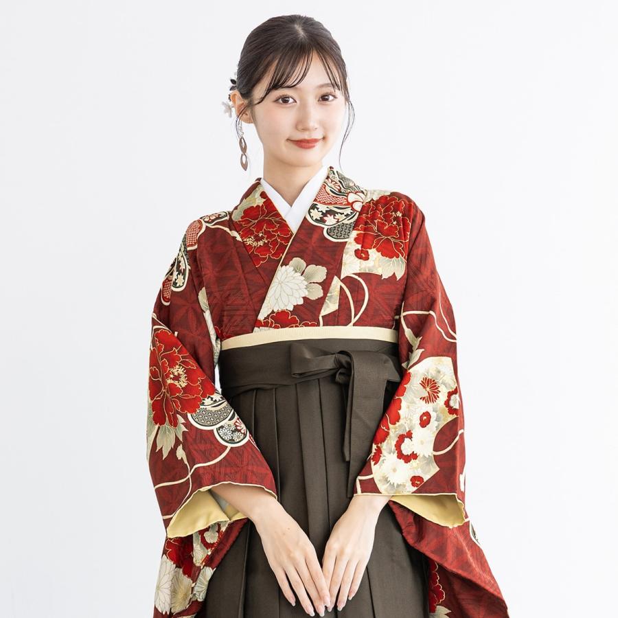 卒業式向けレディース袴セット 大学生 【二尺袖着物/袴/帯/襦袢】の画像