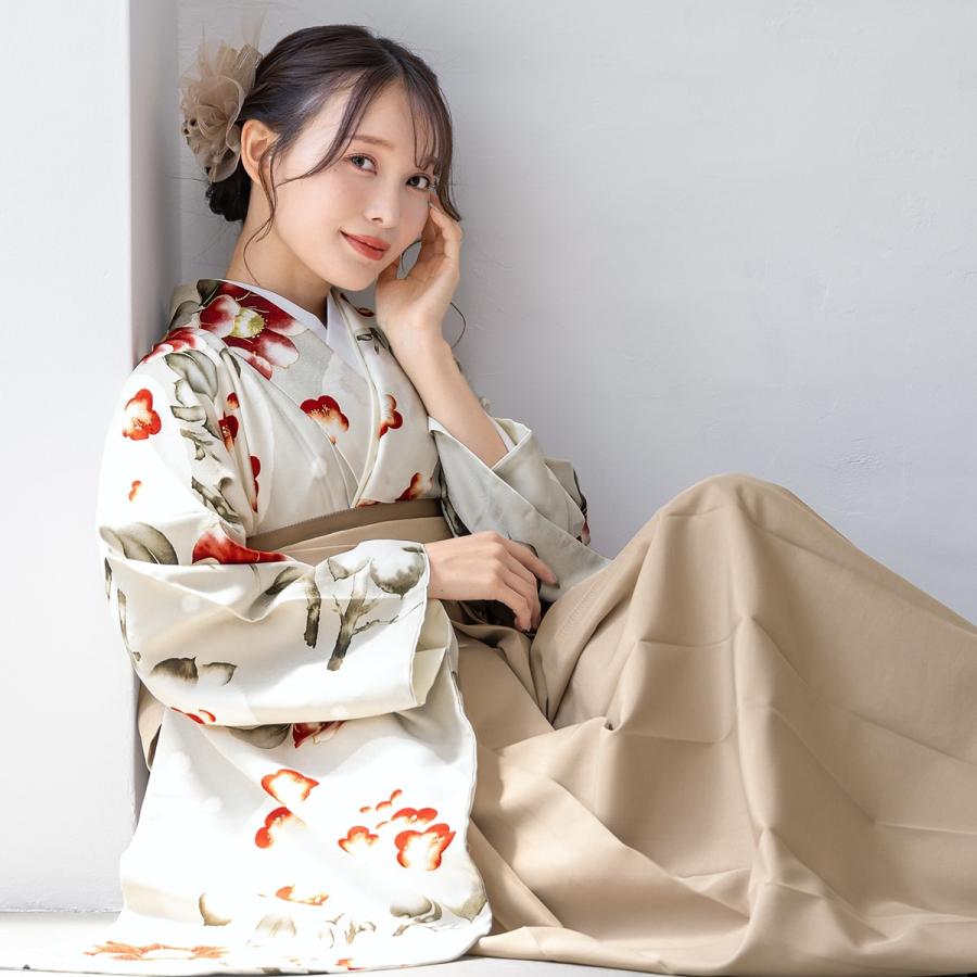 卒業式向けレディース袴セット 大学生 【二尺袖着物/袴/帯/襦袢】の画像