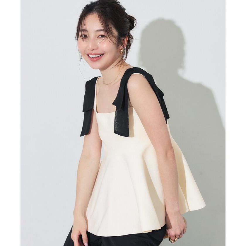 即購入◎ キャミソール　puffball top coca（コカ） スポンディッシュニットリボンキャミソール 全2色