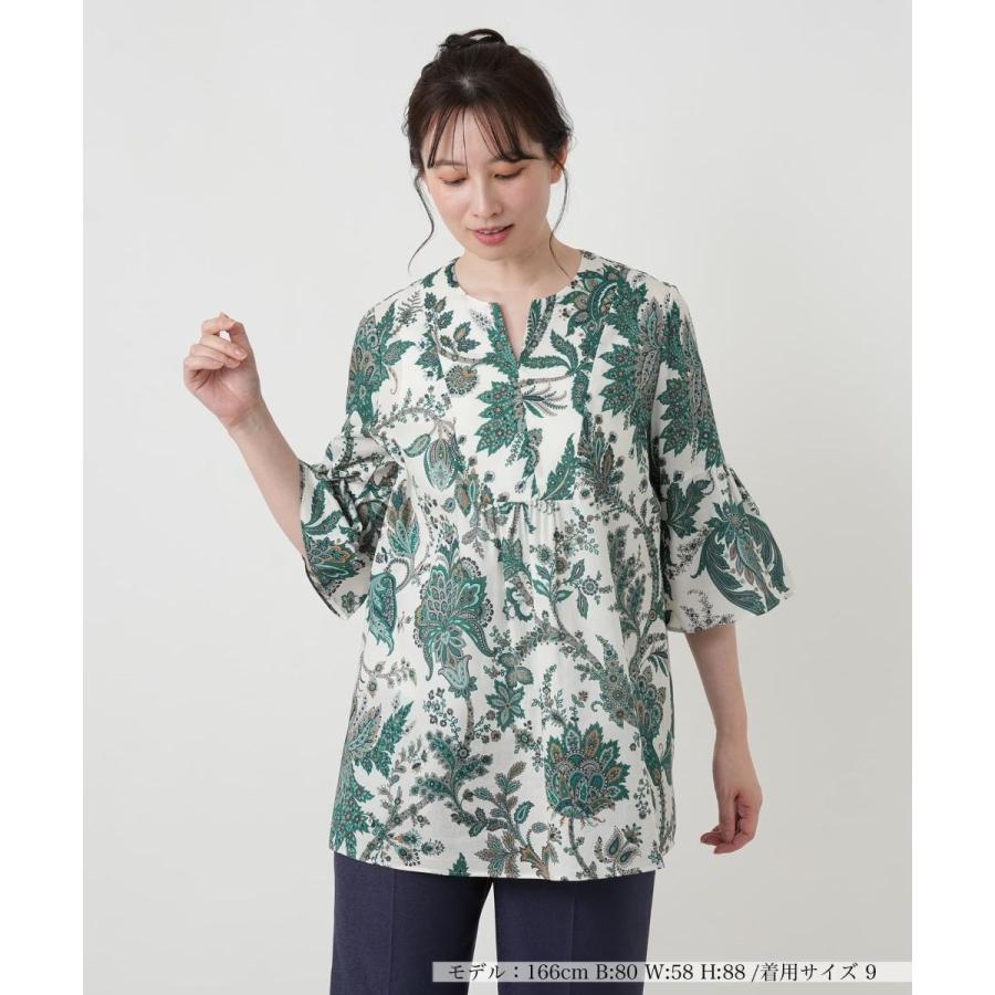 ペイズリー柄キーネックブラウス【ROCHAS Premiere】【RATTI】の画像