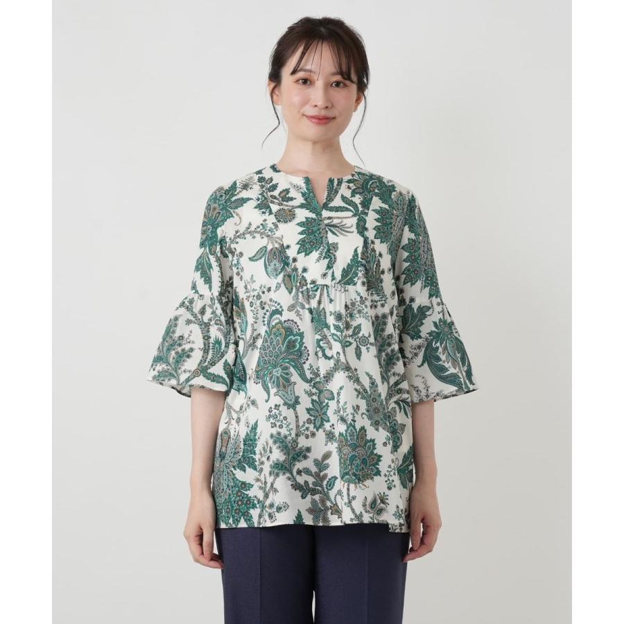 ペイズリー柄キーネックブラウス【ROCHAS Premiere】【RATTI】の画像