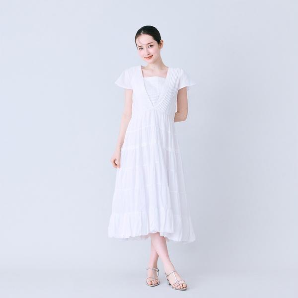 ピンタック綿シフォンワンピースの画像