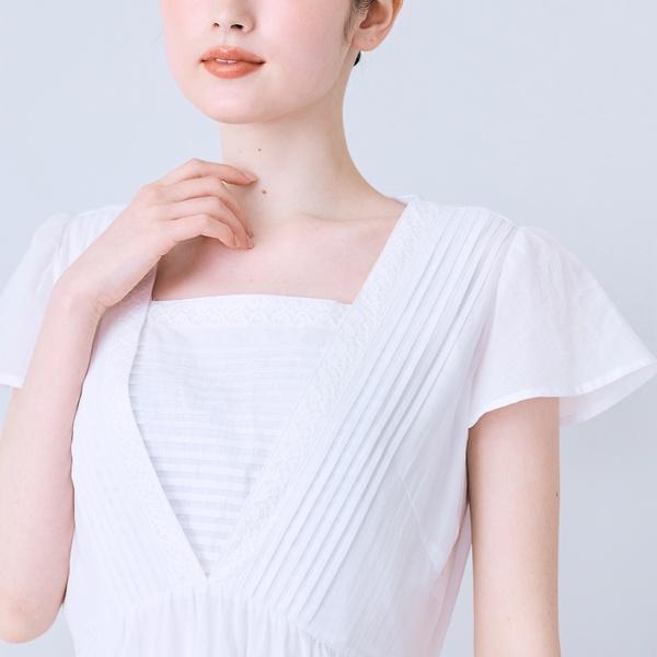 ピンタック綿シフォンワンピースの画像
