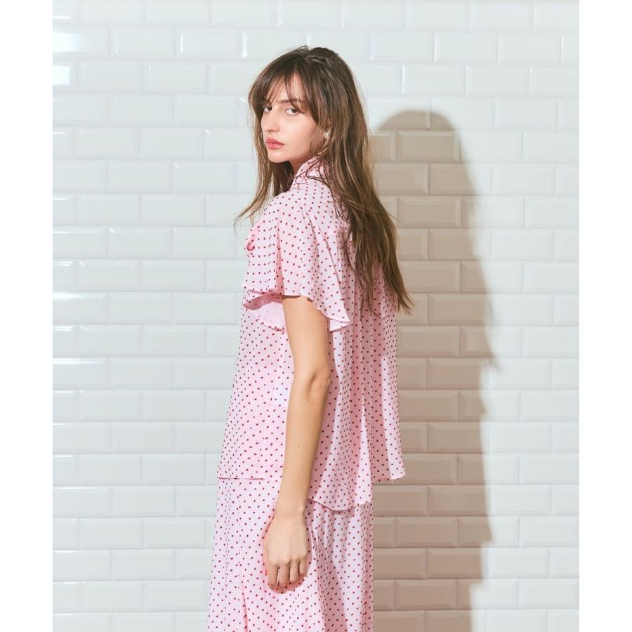 ドットジャガードボウタイブラウスの画像