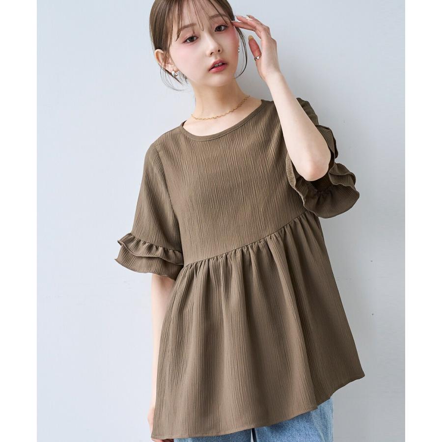 シアー楊柳 袖フリル ペプラムブラウス【mil/ミル】 : マルイ(丸井