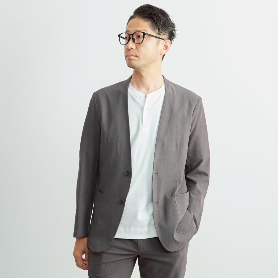 MEN'S MELROSE ソロテックスサッカーイージーノーカラージャケット
