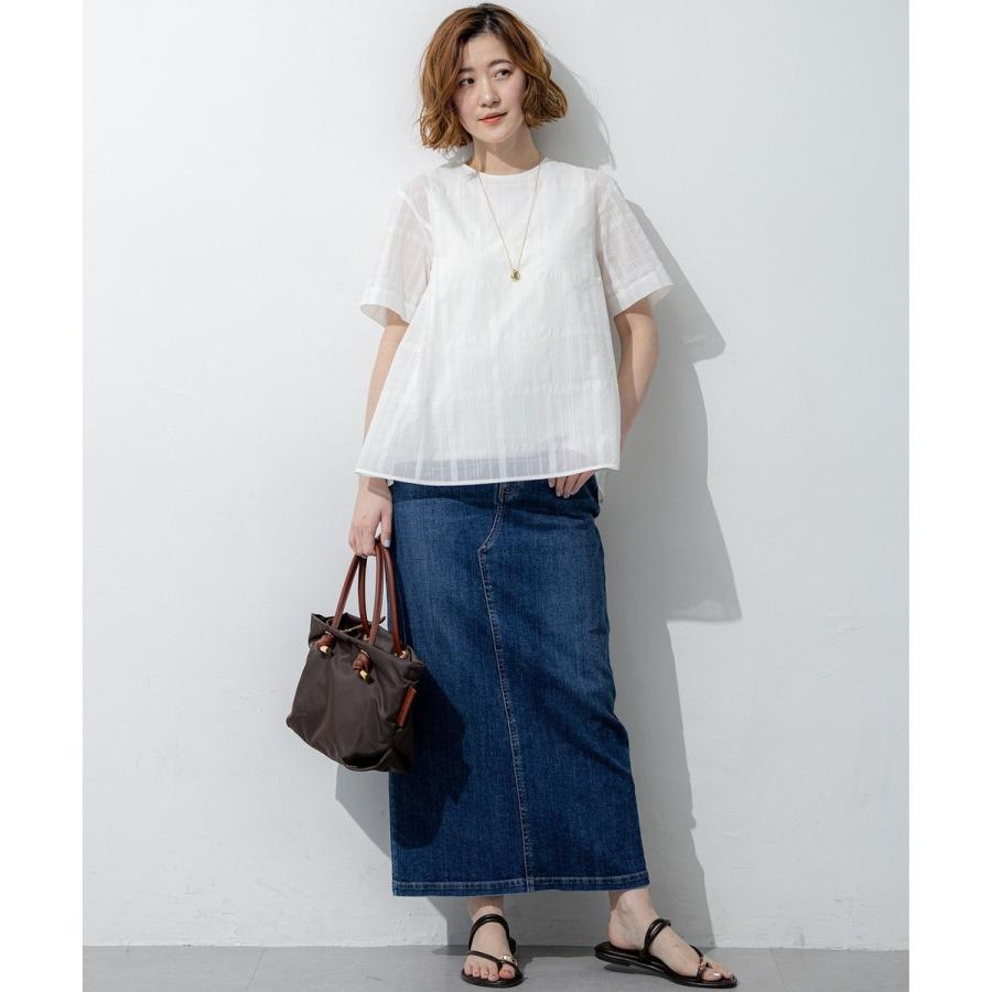 23区（ニジュウサンク） シアーチェックレイヤード フレア Tブラウス