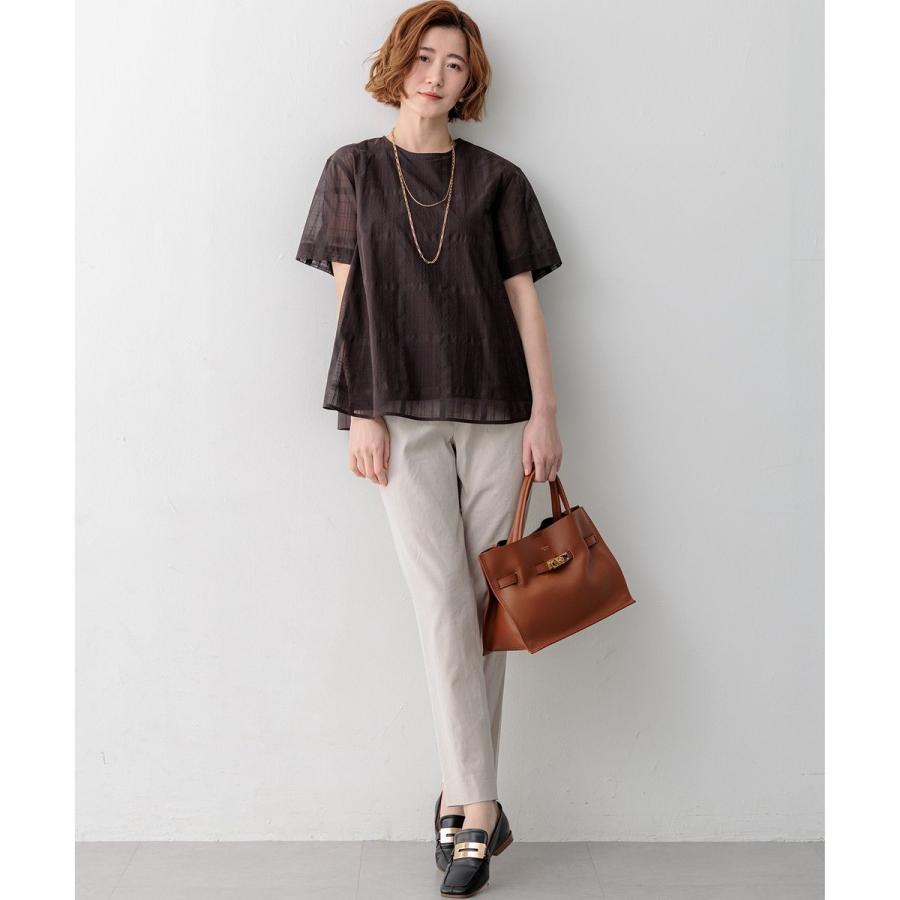 23区（ニジュウサンク） シアーチェックレイヤード フレア Tブラウス