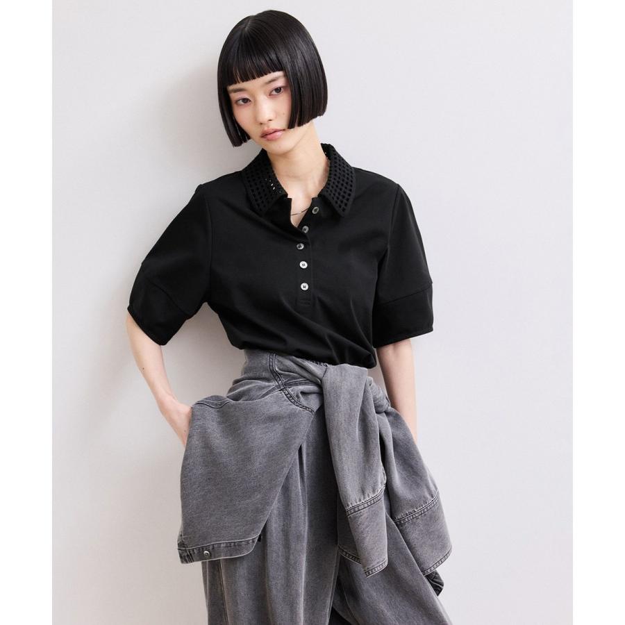 ADAM ET ROPE' メッシュ襟ポロシャツ トップス ADAM ET ROPE'（アダムエロペ） 【WEB限定】・【サステナブル