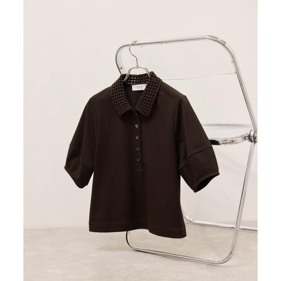 ADAM ET ROPE' メッシュ襟ポロシャツ トップス ADAM ET ROPE'（アダムエロペ） 【WEB限定】・【サステナブル