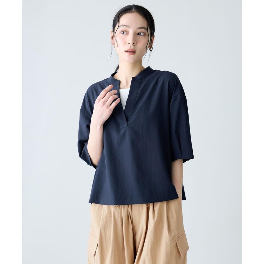 【新品 未使用】ANAYI アナイ　シャツ　ブラウス　スキッパー　ネイビー　M ANY（エニィ） 楽映えスキッパーブラウス（セットアップ着用可