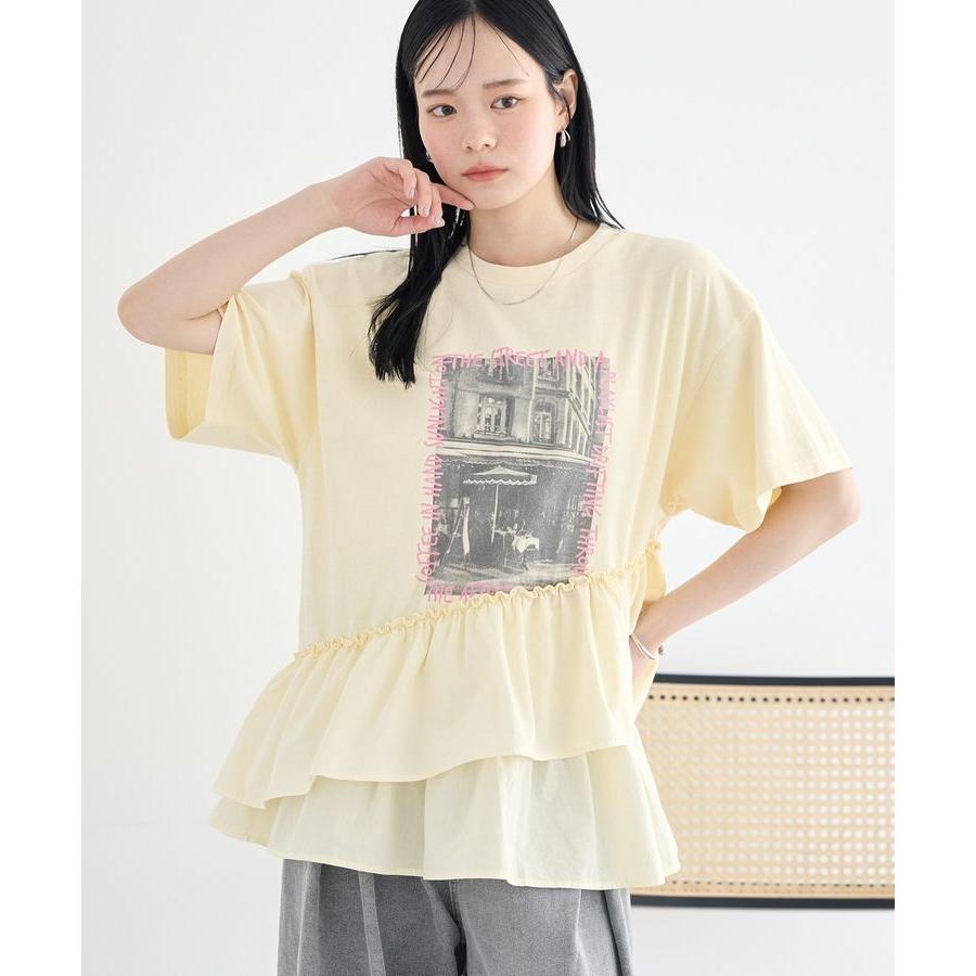 【美品】 カラー 異素材ドッキングデザイン マルチカラー Tシャツ 即完売 earth music&ecology（アース ミュージック＆エコロジー） 異素材