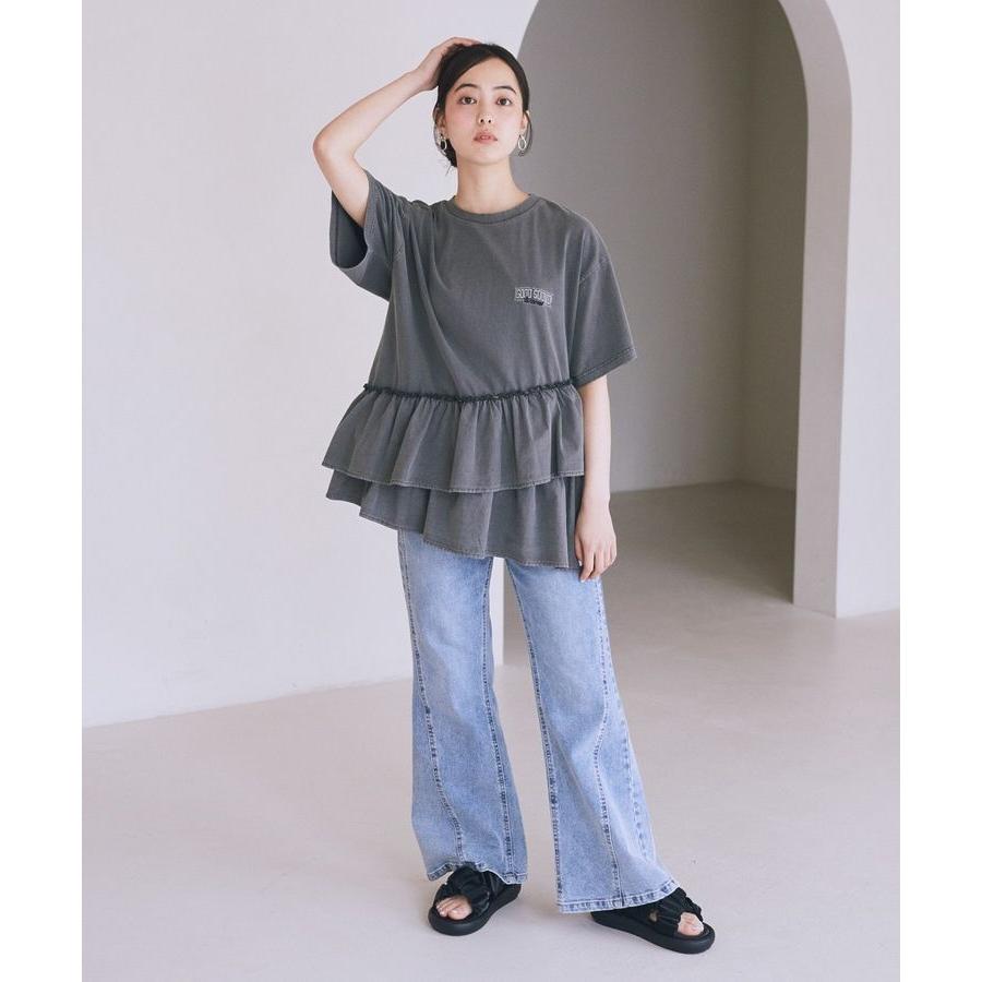 【美品】 カラー 異素材ドッキングデザイン マルチカラー Tシャツ 即完売 earth music&ecology（アース ミュージック＆エコロジー） 異素材
