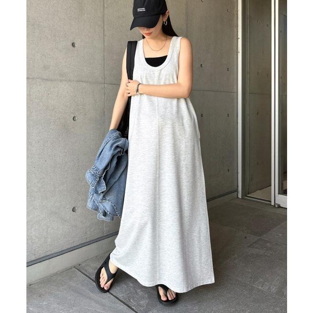 andme（アンドミー） ノースリーブ スウェット ロング ワンピース