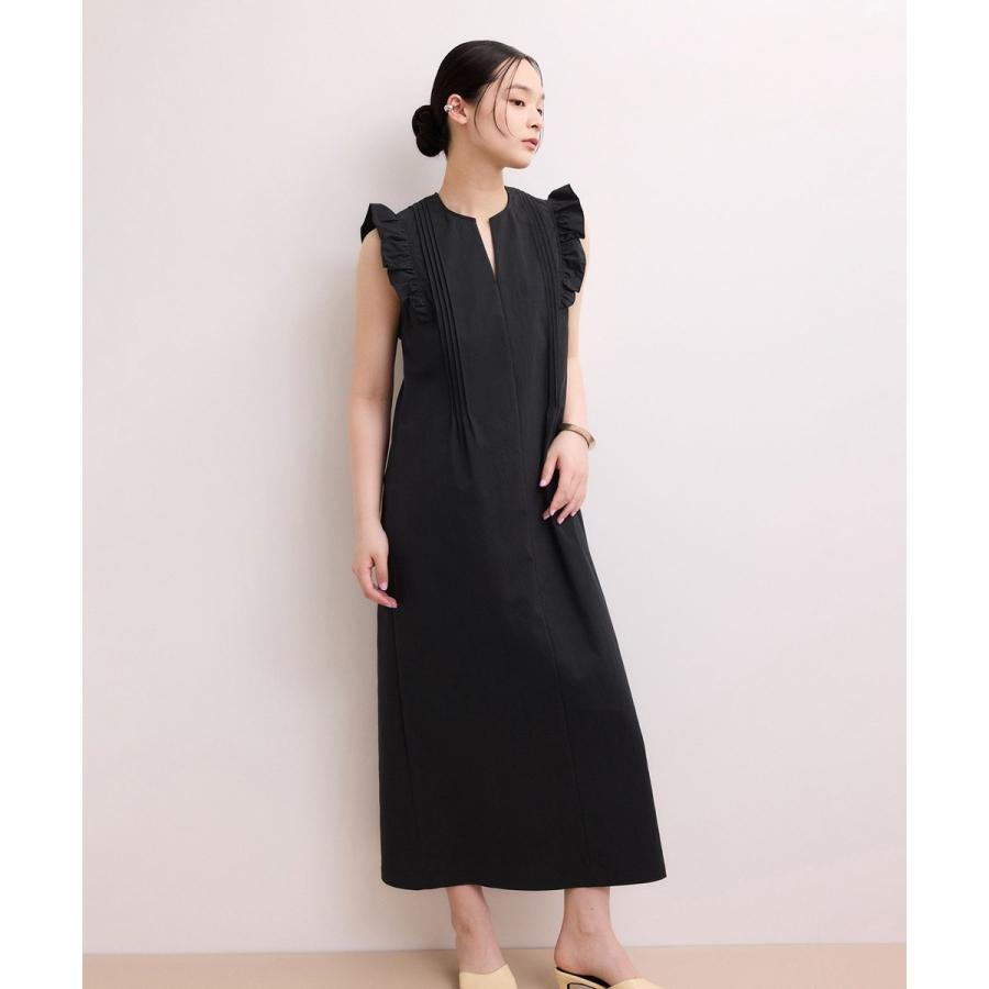 ADAM ET ROPE ノースリーブ フリル ロングワンピース ADAM ET ROPE'（アダムエロペ） 【WEB限定】フリルショルダー