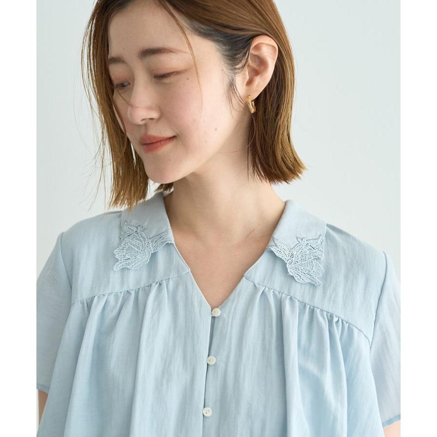 YECCA VECCA（イェッカヴェッカ） 刺繍カラーバルーンヘムブラウス 