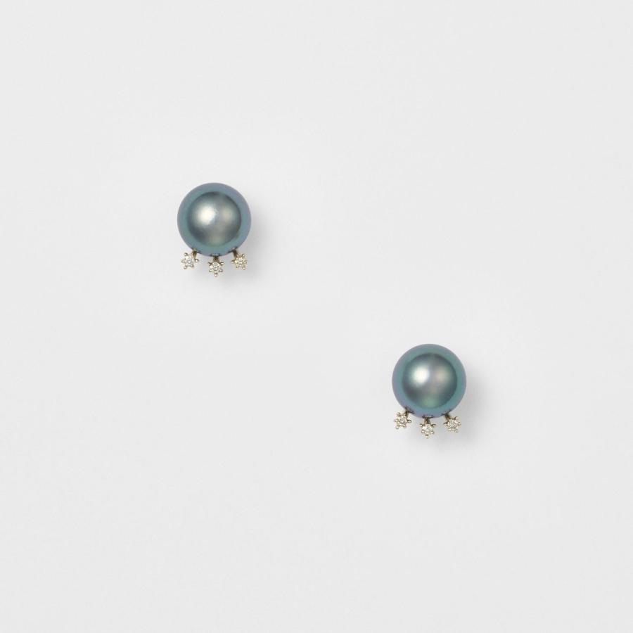 K10アコヤパールピアス（ブラック）