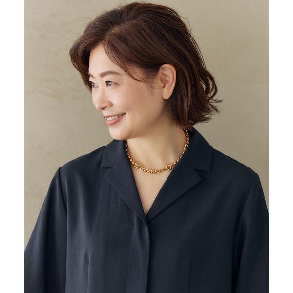 《大きいサイズ》テーラードカラーワンピース《三尋木奈保コラボ》の画像