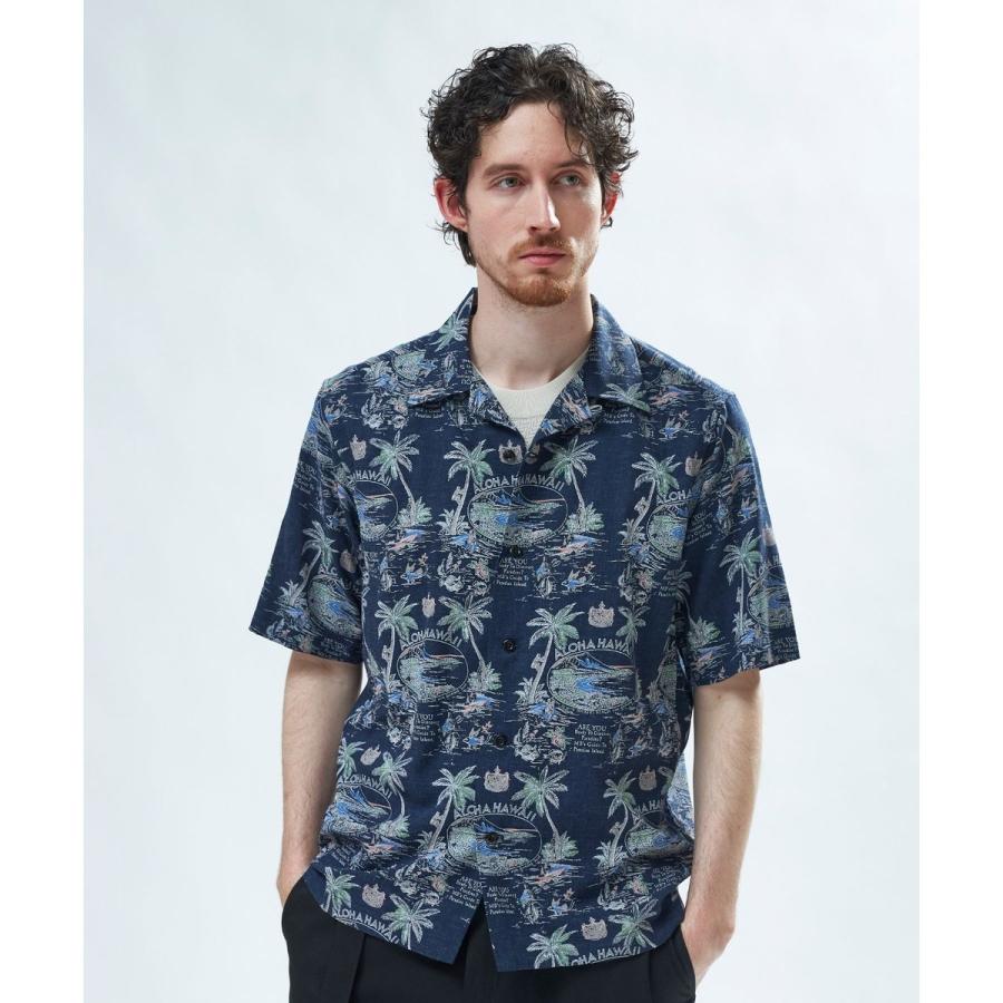 MEN'S BIGI（メンズビギ） レーヨンリネン 復刻プリントアロハシャツ