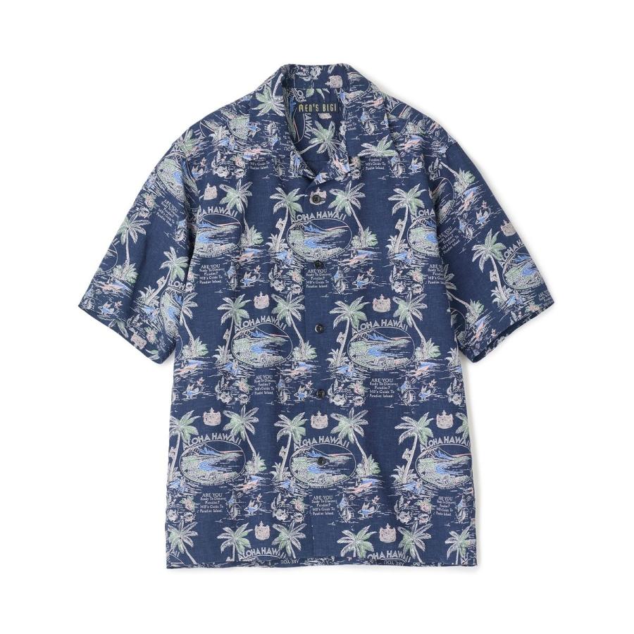 MEN'S BIGI（メンズビギ） レーヨンリネン 復刻プリントアロハシャツ