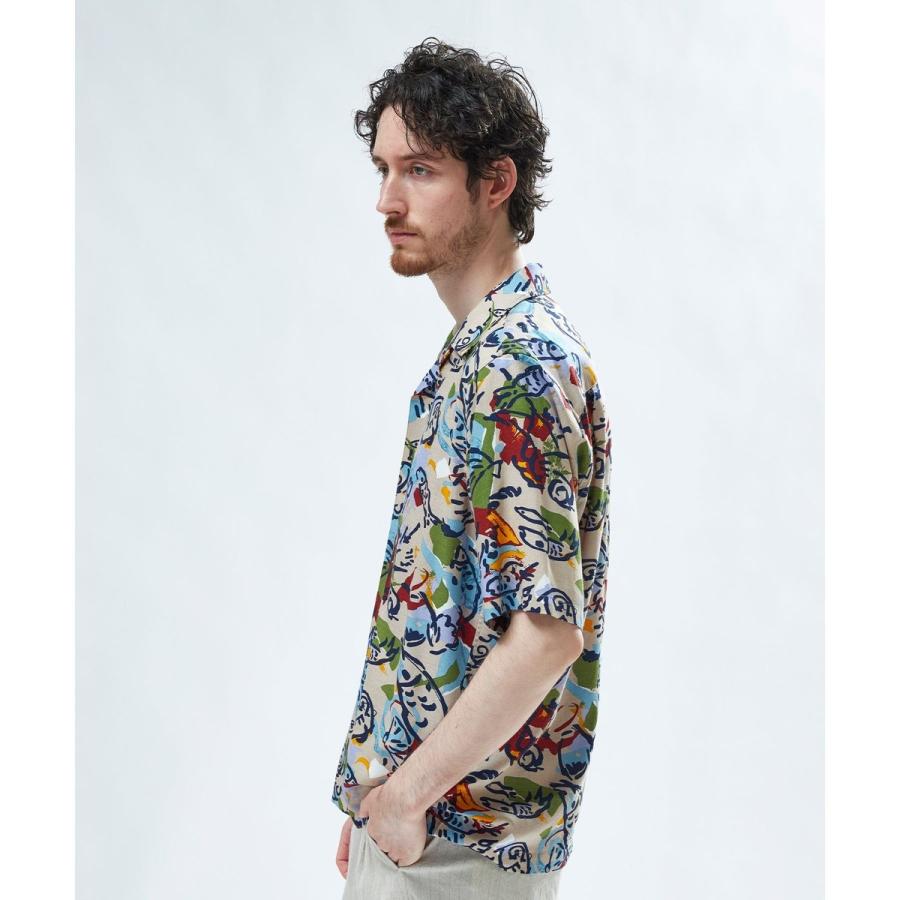 MEN'S BIGI（メンズビギ） レーヨンリネン 復刻プリントアロハシャツ