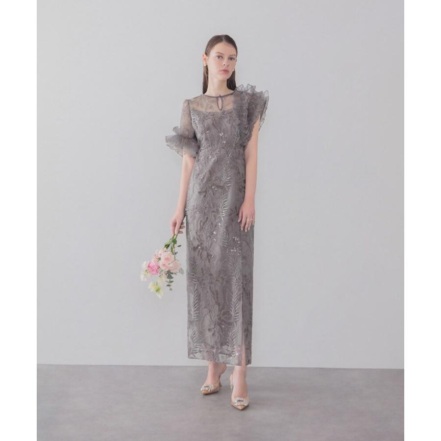 【さっち出品】アシンメトリーチュールフリルスパンコールIラインワンピース アシンメトリーチュールフリルスパンコールIラインワンピースドレス