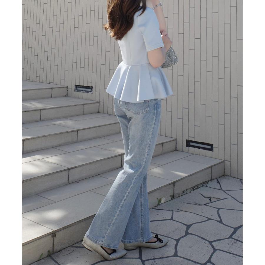 JUNOAH（ジュノア） カットオフパフスリーブペプラムトップス : マルイ 