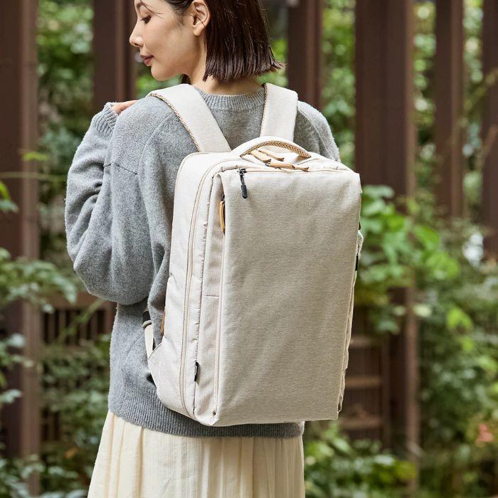 極美品】 KABAGボックス時短リュック ラージ 多収納 アイボリー