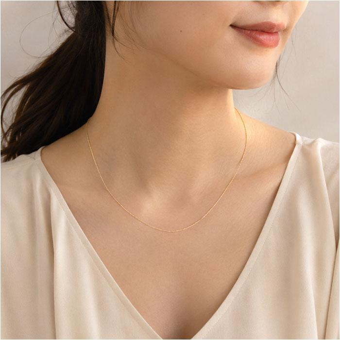 国産18K YG 国産　太さ1.0ＭＭカットボールネックレス50ＣＭの画像
