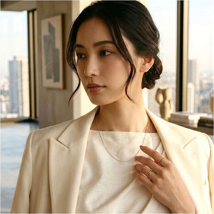 国産18K YG 国産　太さ1.0ＭＭカットボールネックレス50ＣＭの画像