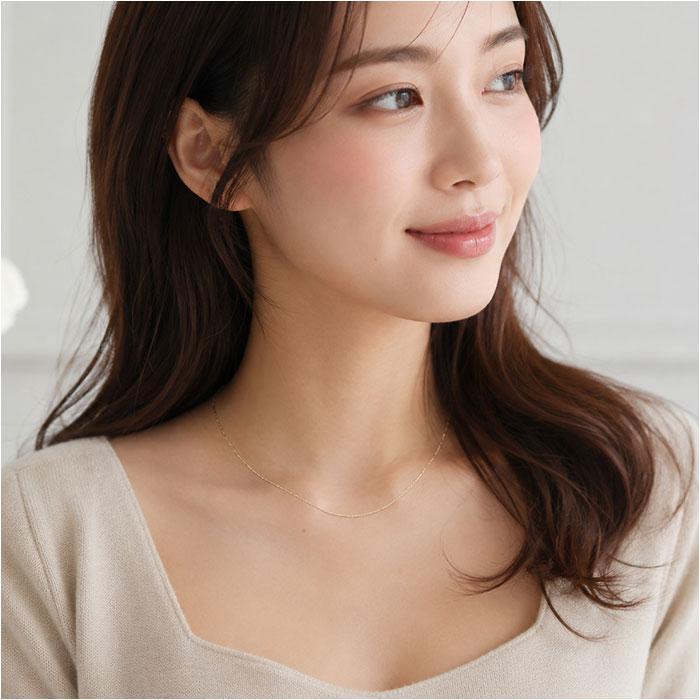 国産18K YG 国産　太さ1.0ＭＭカットボールネックレス40ＣＭの画像
