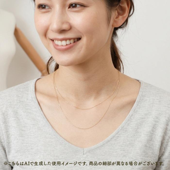 国産18K YG 国産　太さ0.8ＭＭカット小豆ネックレス40ＣＭの画像