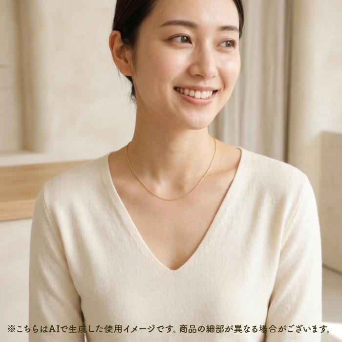 国産18K YG 国産　太さ0.8ＭＭカット小豆ネックレス40ＣＭの画像