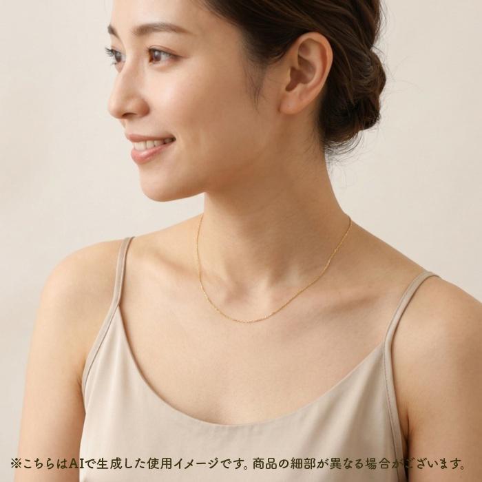 国産18K YG 国産　太さ0.8ＭＭカット小豆ネックレス40ＣＭの画像