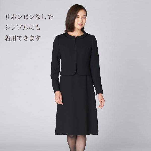 【ブラックフォーマル】サテン切り替えのノーカラーJKアンサンブル/喪服/礼服/レディース/卒業/卒園｜0101marui｜07