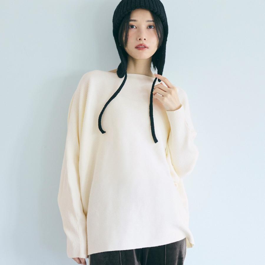【新品】MACPHEE ラメ成型畦ボートネックドルマンニット 洗えるボートネックドルマンニット【毛玉になりにくいふんわりもちもち