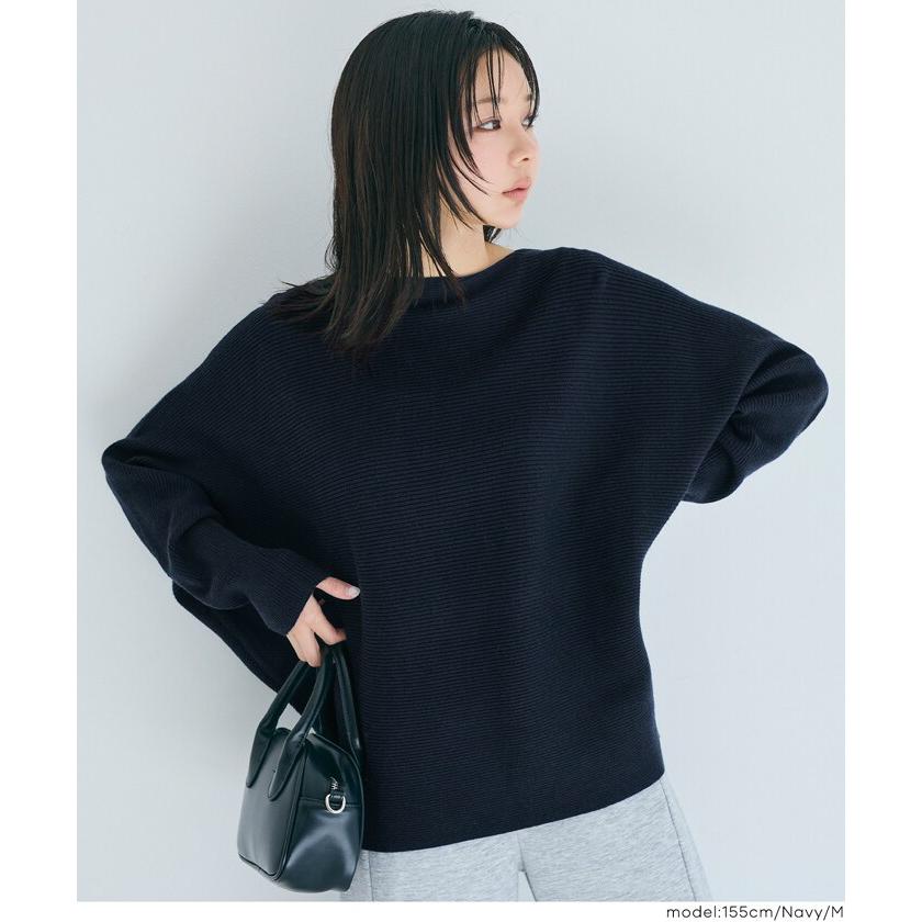 【新品】MACPHEE ラメ成型畦ボートネックドルマンニット 洗えるボートネックドルマンニット【毛玉になりにくいふんわりもちもち