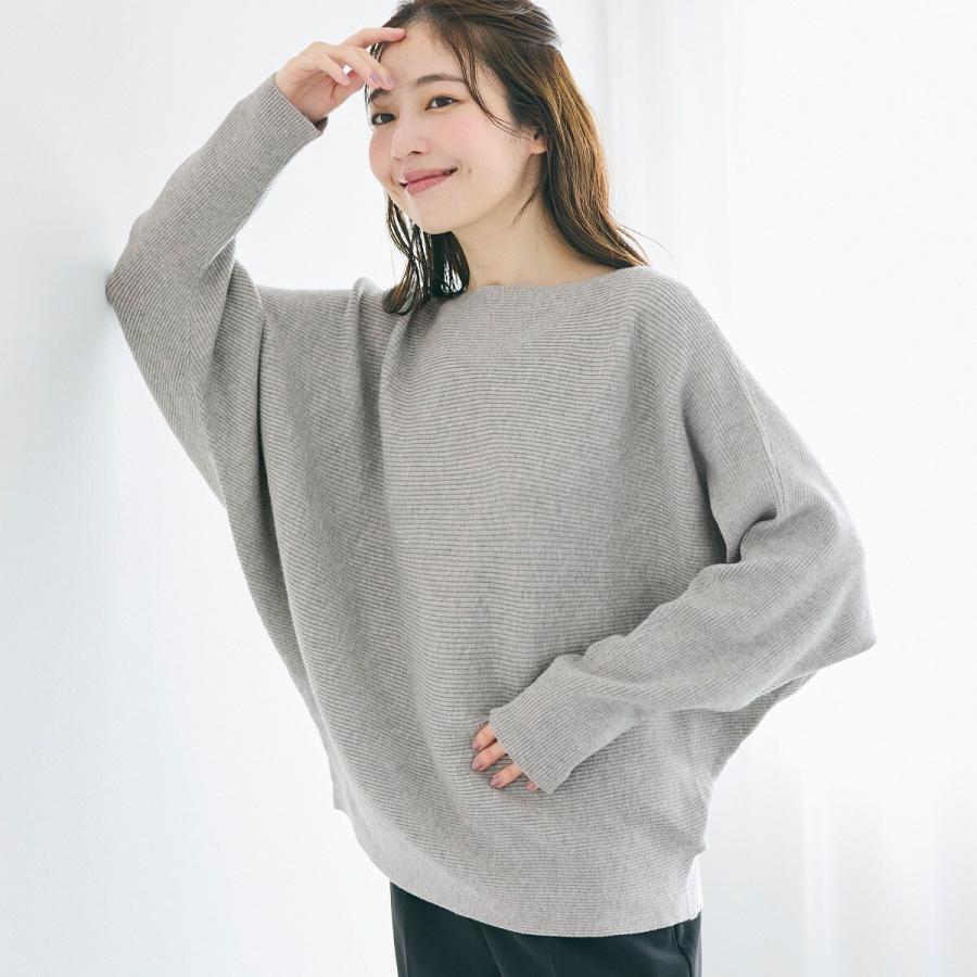 【新品】MACPHEE ラメ成型畦ボートネックドルマンニット 洗えるボートネックドルマンニット【毛玉になりにくいふんわりもちもち