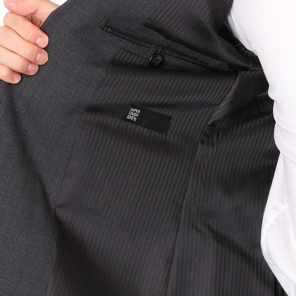 SUIT SELECT 【2釦シングルスーツ】ノータック グレー無地 SUPER TOUGH