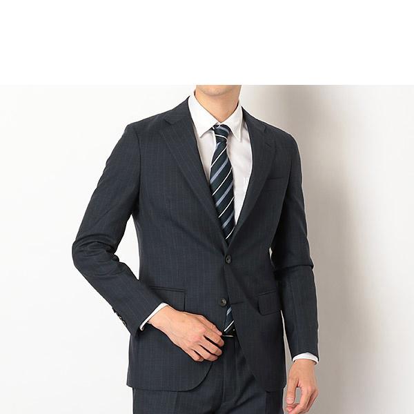 SUIT SELECT 【2釦シングルスーツ】ワンタック ストライプ ネイビー