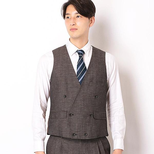 SUIT SELECT 通年3釦段返りベスト付き 2タック/パッチポケット/サイド