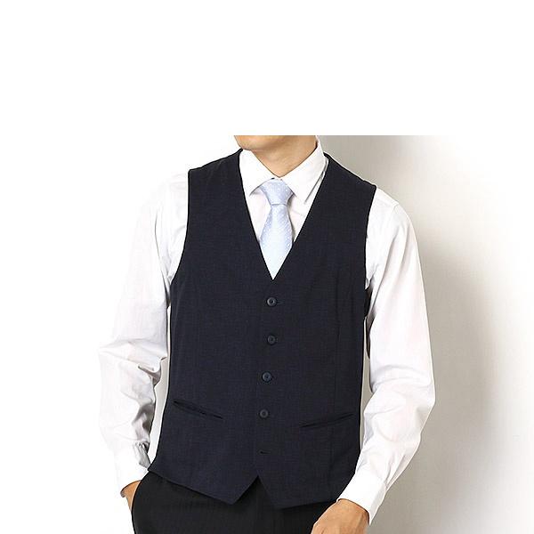 SUIT SELECT 【COOLMAX使用】メンズ ジレ ベスト ネイビー 夏用 接触冷